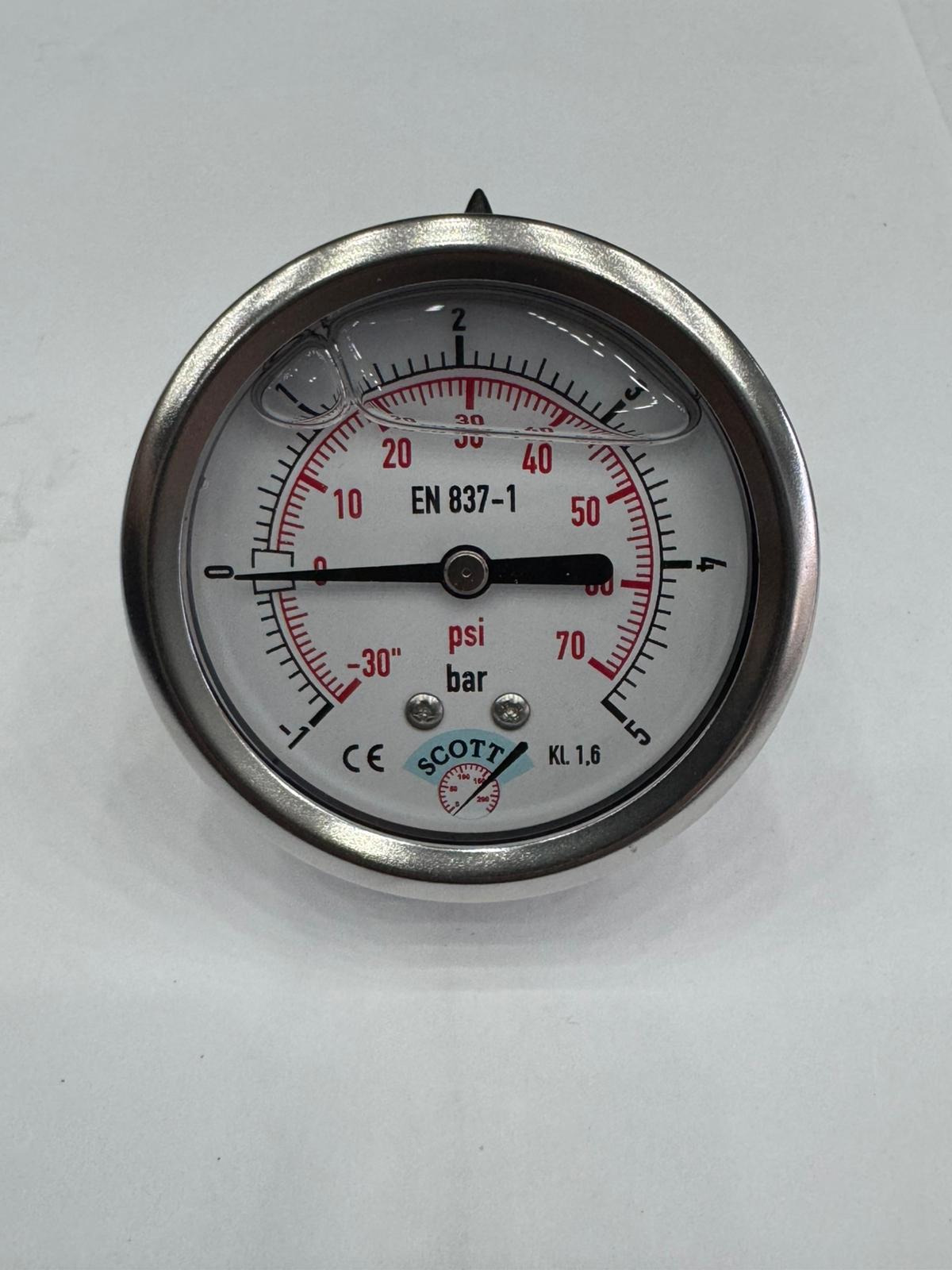 100mm Gliserinli Tip Manometre 1/2 Arkadan Bağlantı Ön Flaşlı 304 İnox Pirinç