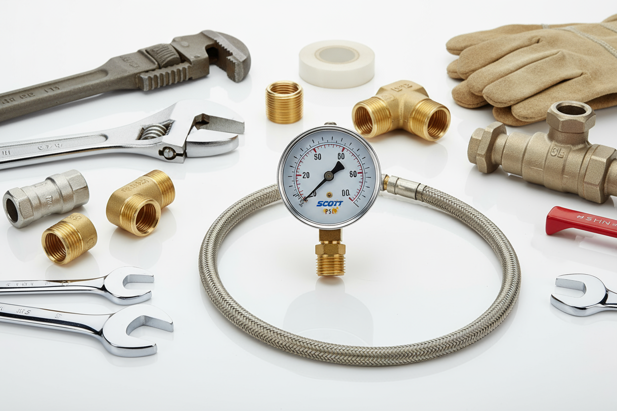 hırdavat malzemeleri ve manometrelerin resmi Scott marka manometre görseli olabilir mesela