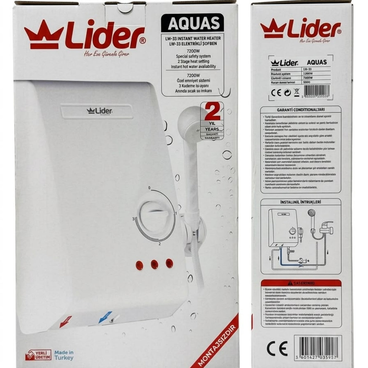 LİDER SU ISITCI ŞOFBEN ELEKTRİKLİ 3 LT LW33