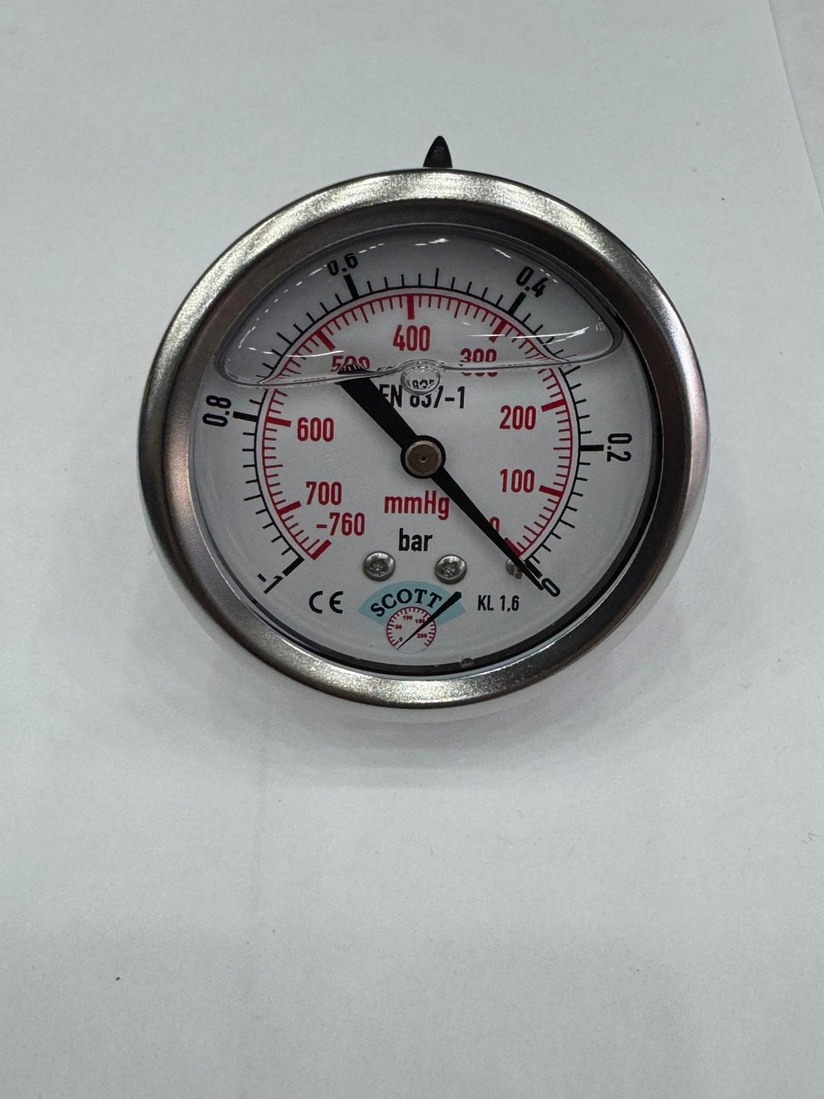 100mm Gliserinli Tip Manometre 1/2 Arkadan Bağlantı Ön Flaşlı 304 İnox Pirinç