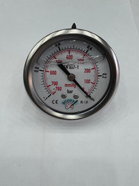 100mm Gliserinli Tip Manometre 1/2 Arkadan Bağlantı Ön Flaşlı 304 İnox Pirinç