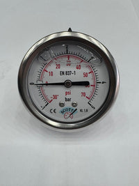 100mm Gliserinli Tip Manometre 1/2 Arkadan Bağlantı Ön Flaşlı 304 İnox Pirinç