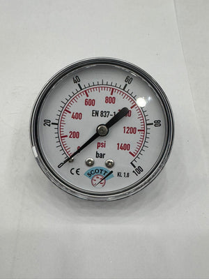 SCOTT 100 mm 1/2" Manometre Arkadan Bağlantılı | 0–100 bar