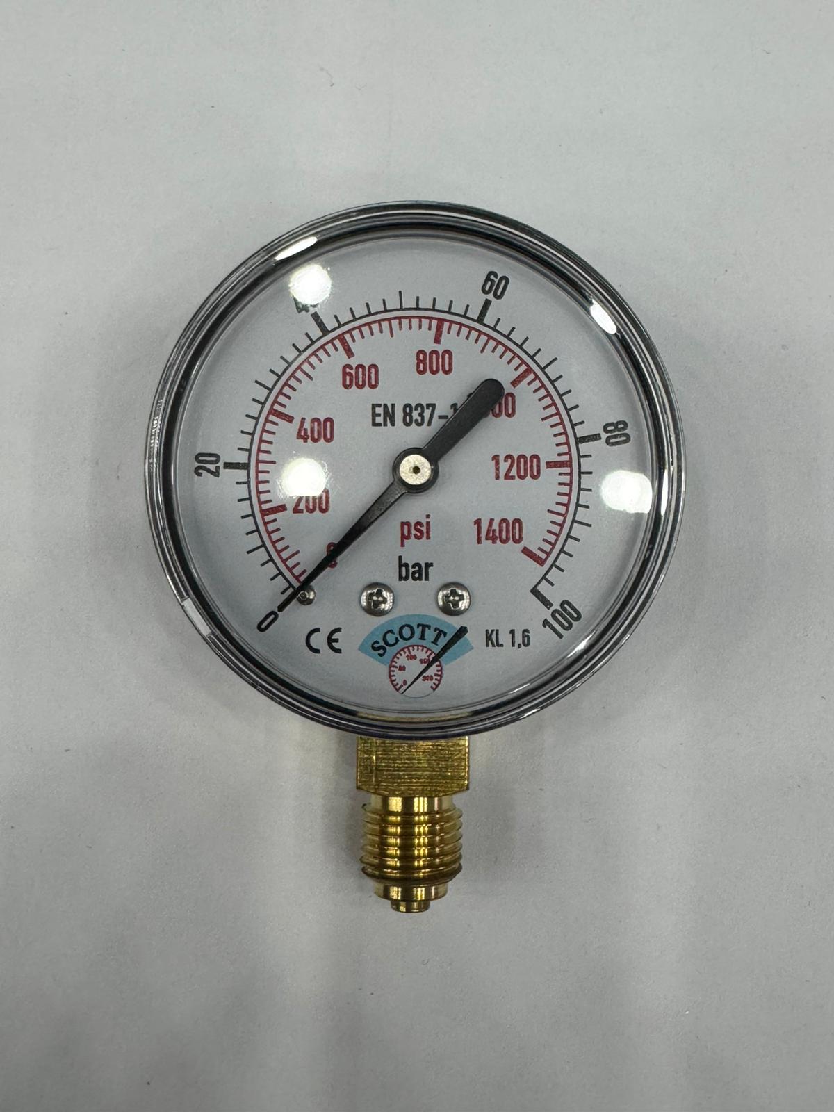 100 mm Kuru Tip 1/2 Manometre Alttan Bağlantılı 304 Paslanmaz Çelik Pirinç