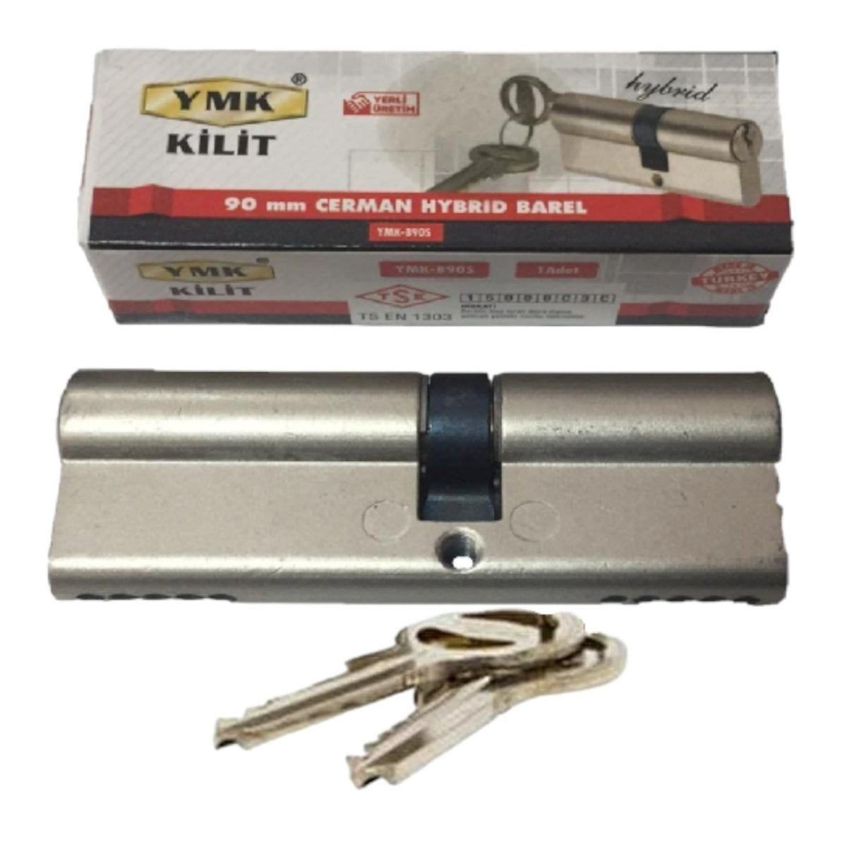 YMK CERMAN Barel Saten 90 mm 2 Anahtarlı | YMK-B90HS Kapı Kilidi
