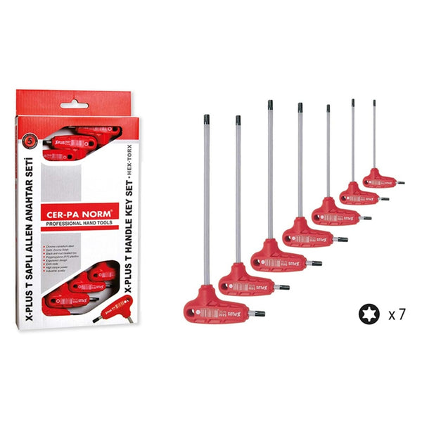 CERPA X PLUS T Saplı Torx Allen Anahtar 7’li Set | Profesyonel El Aleti