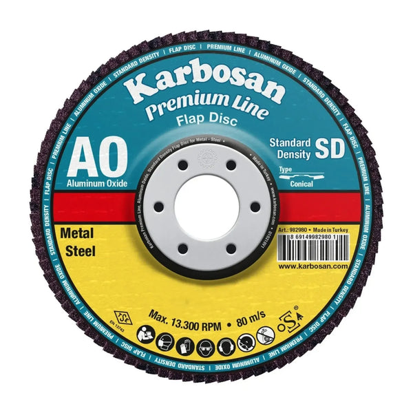 KARBOSAN Flap Disk AO Kırmızı 115x22 40 Kum | Taşlama Zımpara Diski
