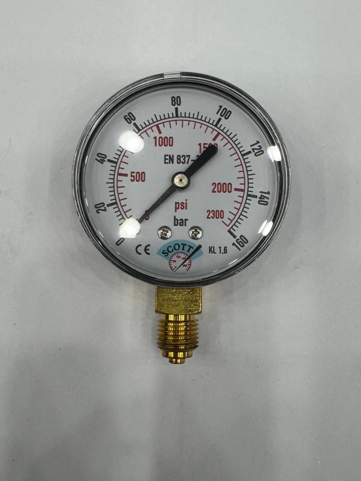 100 mm Kuru Tip 1/2 Manometre Alttan Bağlantılı 304 Paslanmaz Çelik Pirinç