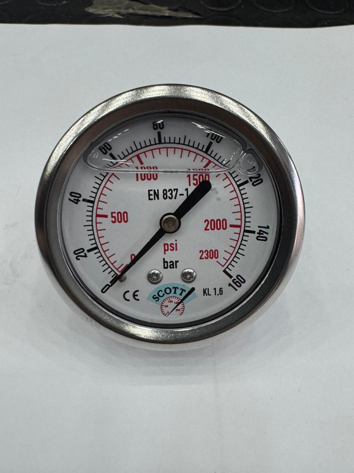 100mm Gliserinli Tip Manometre 1/2 Arkadan Bağlantı Ön Flaşlı 304 İnox Pirinç