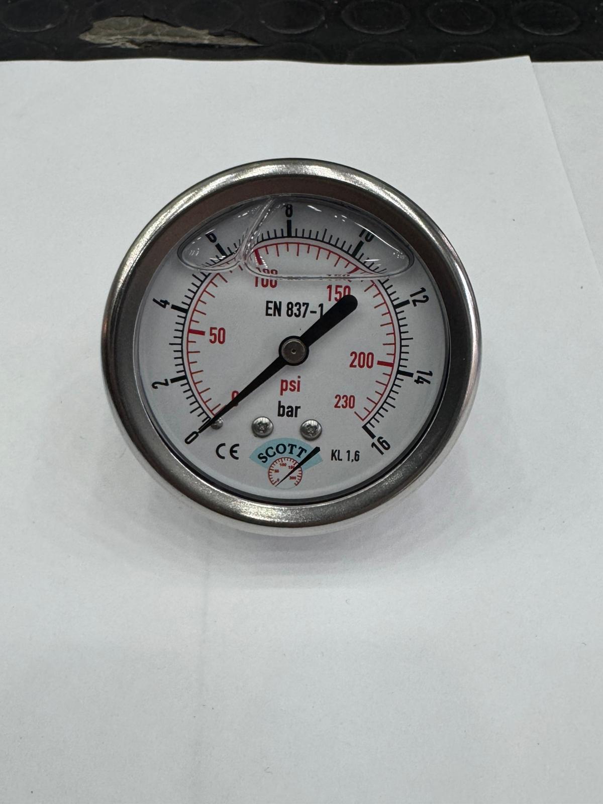 100mm Gliserinli Tip Manometre 1/2 Arkadan Bağlantı Ön Flaşlı 304 İnox Pirinç