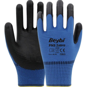 Beybi Zebra Eldiven PN5 Mavi-Siyah No:10 | İş Güvenliği Eldiveni