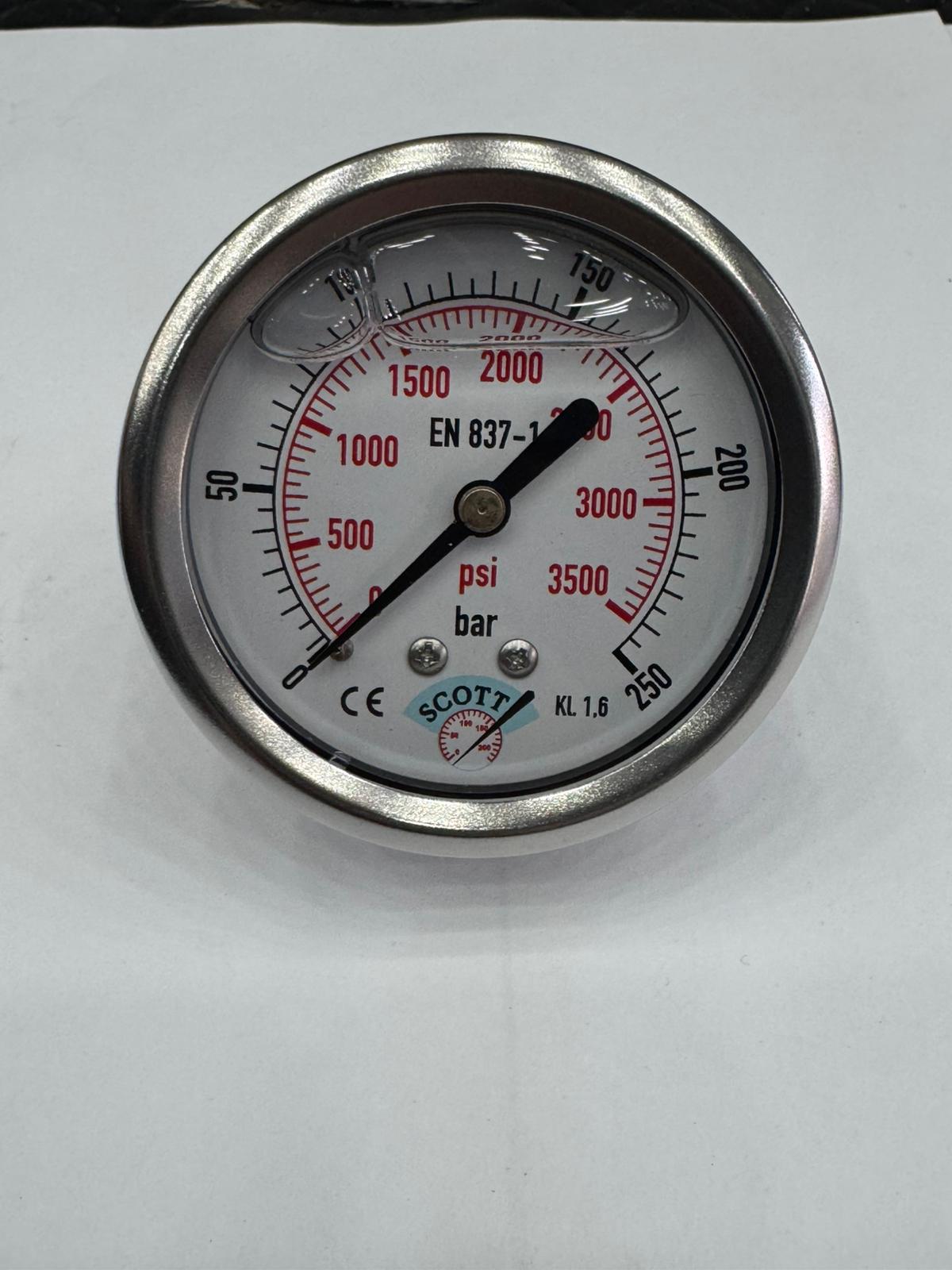 100mm Gliserinli Tip Manometre 1/2 Arkadan Bağlantı Ön Flaşlı 304 İnox Pirinç