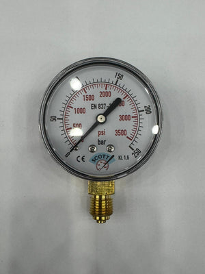 SCOTT 100 mm Kuru Tip Manometre 1/2" Alttan Bağlantılı | 0–250 bar