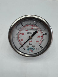 100mm Gliserinli Tip Manometre 1/2 Arkadan Bağlantı Ön Flaşlı 304 İnox Pirinç