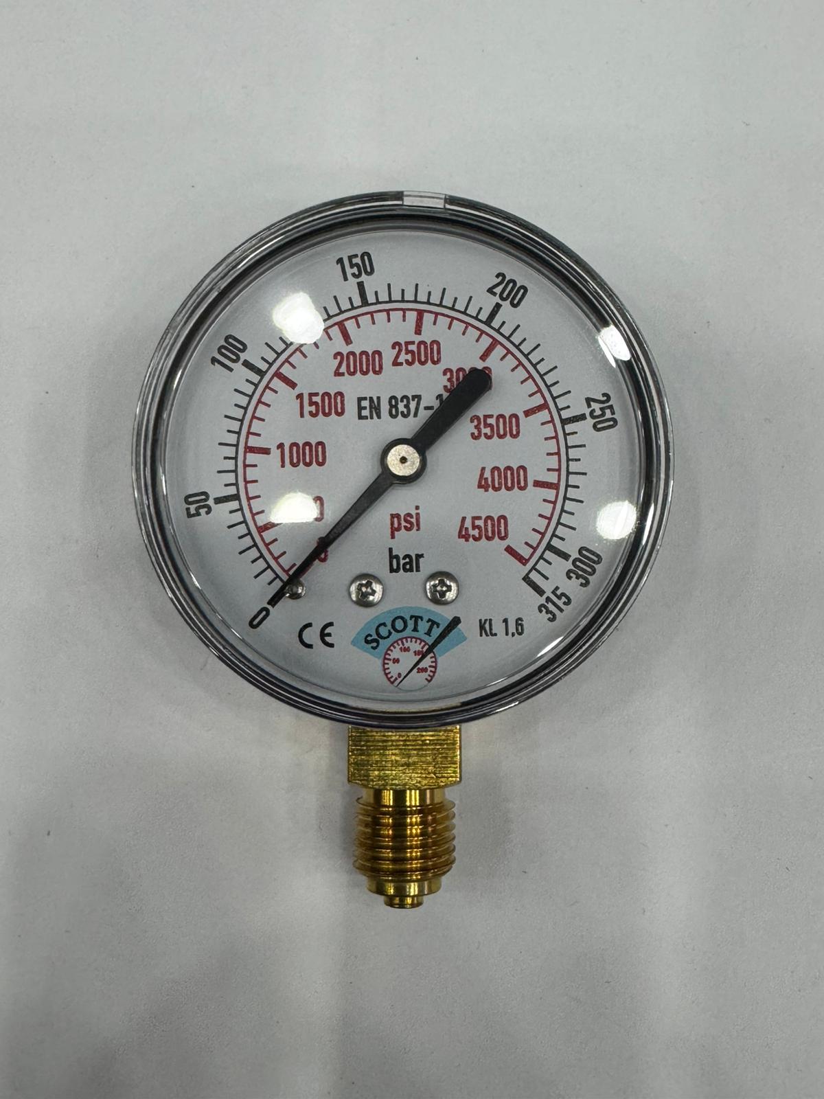 100 mm Kuru Tip 1/2 Manometre Alttan Bağlantılı 304 Paslanmaz Çelik Pirinç