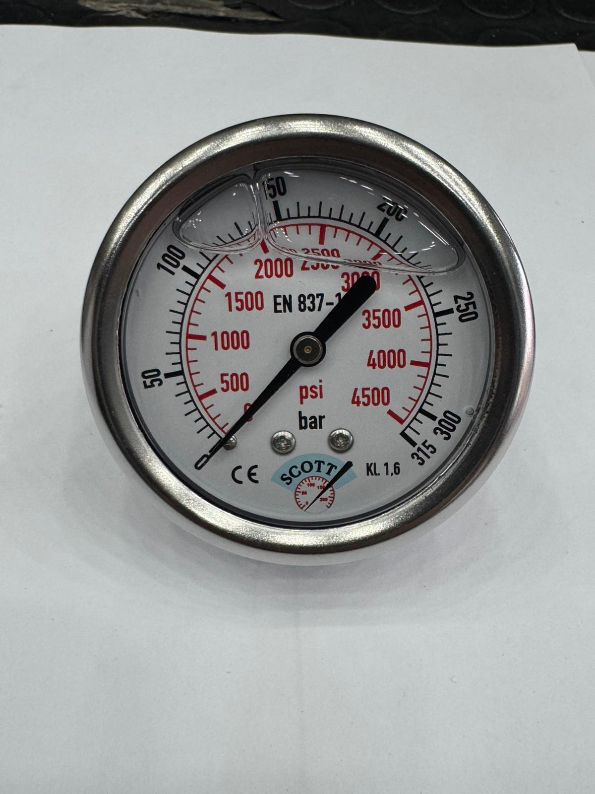 100mm Gliserinli Tip Manometre 1/2 Arkadan Bağlantı Ön Flaşlı 304 İnox Pirinç