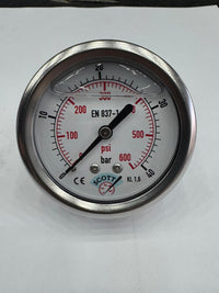 100mm Gliserinli Tip Manometre 1/2 Arkadan Bağlantı Ön Flaşlı 304 İnox Pirinç