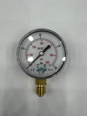 SCOTT 100 mm Kuru Tip Manometre 1/2" Alttan Bağlantılı | 0–40 bar