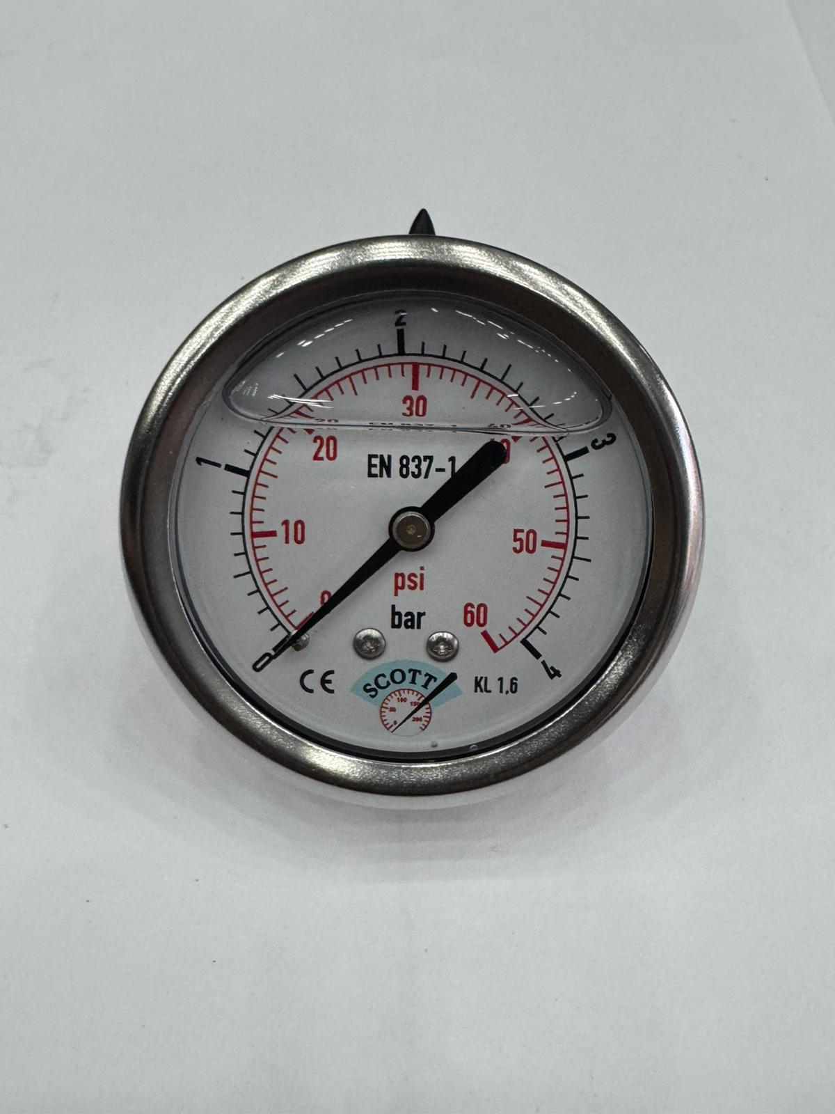 100mm Gliserinli Tip Manometre 1/2 Arkadan Bağlantı Ön Flaşlı 304 İnox Pirinç