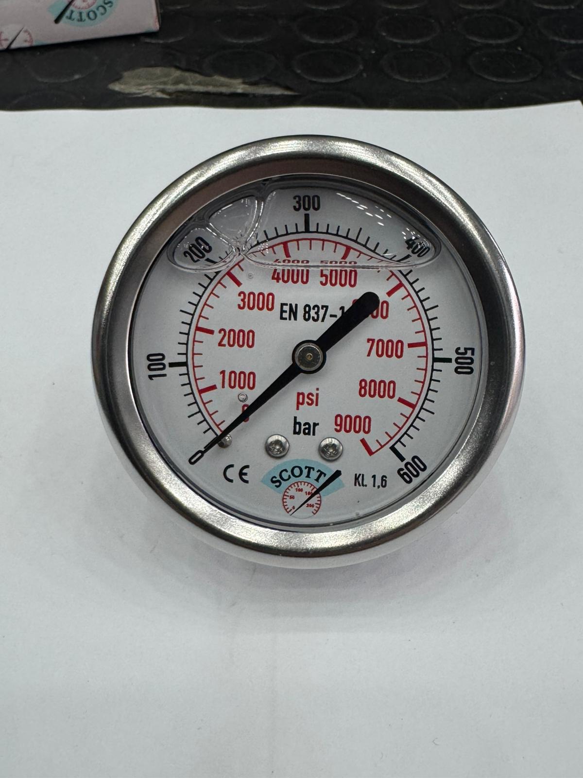 100mm Gliserinli Tip Manometre 1/2 Arkadan Bağlantı Ön Flaşlı 304 İnox Pirinç