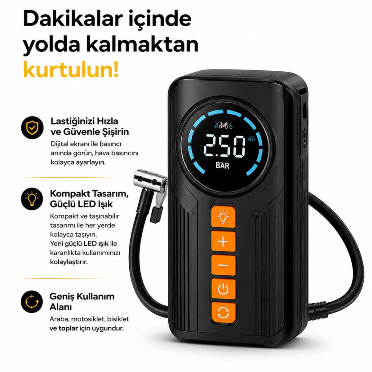 VOLEMİ Akü Takviye & Hava Kompresör Makinesi VM-726