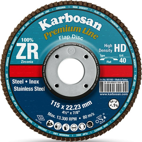 KARBOSAN Zirkonyum Flap Disk 180x22 40 Kum | Metal & Çelik Taşlama Diski