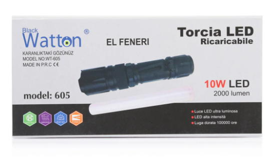 10w 2000 Lümen 4 Renk Güçlü El Feneri Wt-605