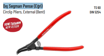 İZELTAŞ Dış Segman Pense (Eğri) 130 mm (ø 10-25 mm) | Segman Pense