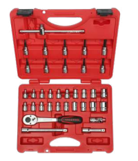 İZELTAŞ 3/8" Altı Köşe Lokma Anahtar ve Lokmalı Allen Set (35 Parça, mm) | Profesyonel Lokma Seti