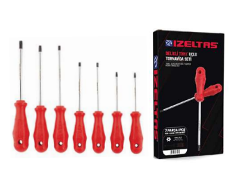 İZELTAŞ Delikli Torx® Uçlu Tornavida Takımı (7 Parça) | Profesyonel Tornavida Seti