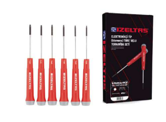 İZELTAŞ Elektronikçi Tip (Klemens) Torx® Uçlu Tornavida Takımı (6 Parça) | Elektronikçi Tornavida Seti