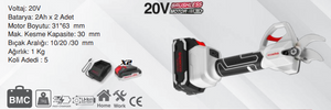 SPECCO SP20V-5054 Akülü Budama Makası 20V