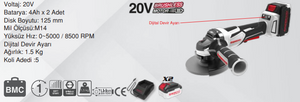 SPECCO SP20V-4042 Akülü Avuç Taşlama 20V