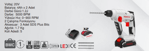 SPECCO SP20V-4049 Akülü Kırıcı Delici 20V