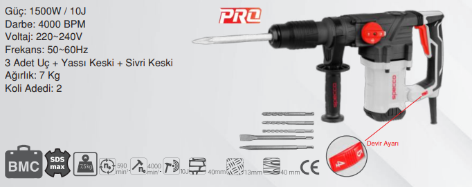 SPECCO SP-7015 Kırıcı & Delici 40 mm