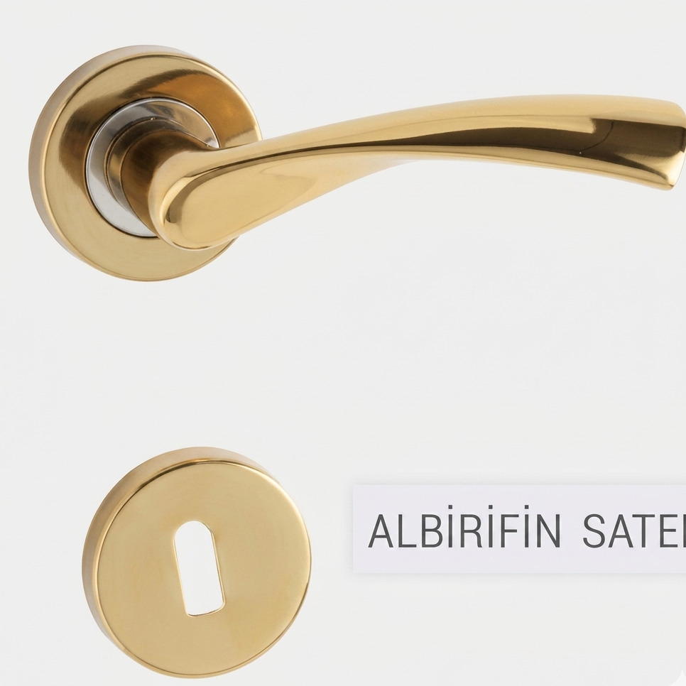 BURGAZ Rozetli Kapı Kolu Albrifin Saten WC 2011R | Modern Banyo Kapı Kolu