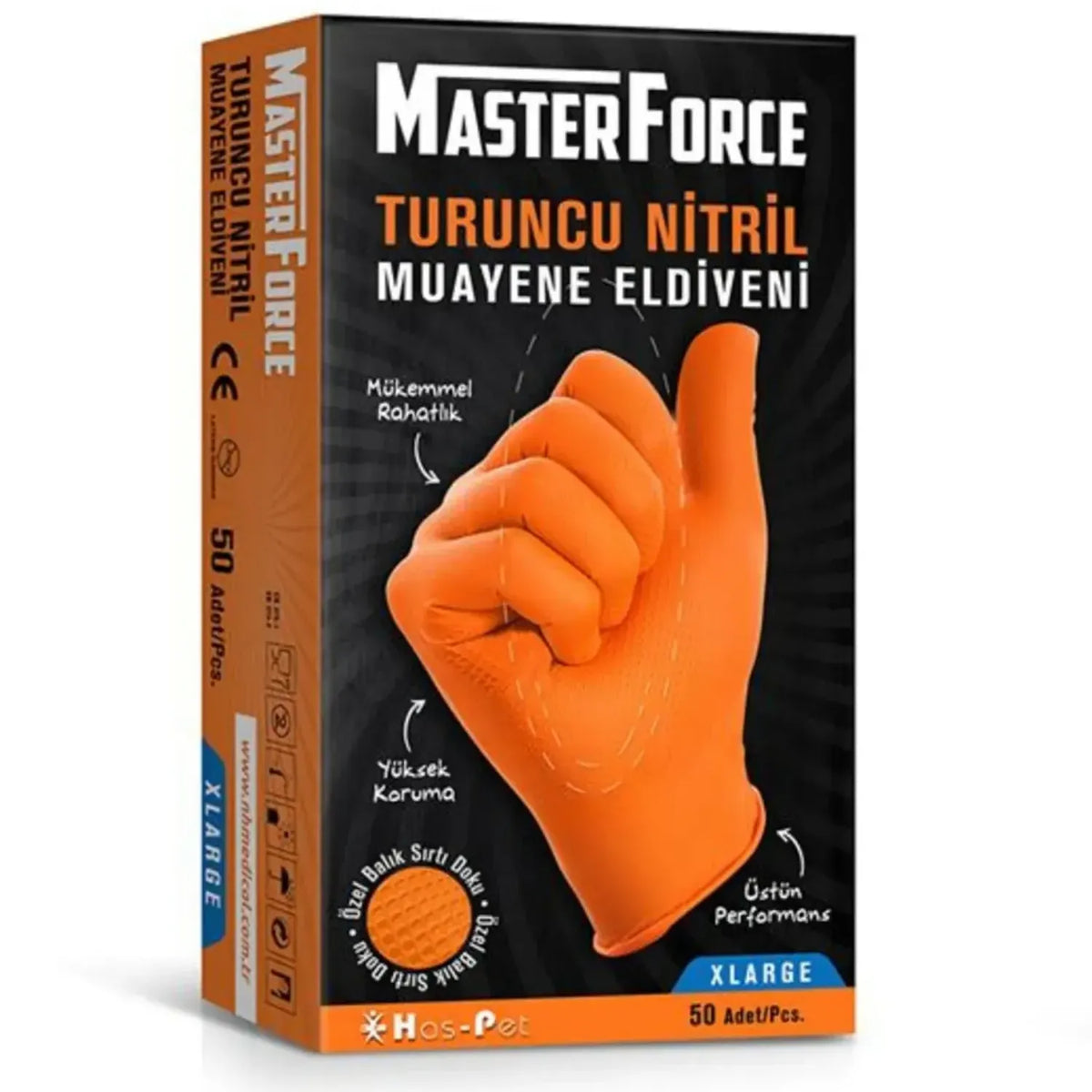 MASTER FORCE TURUNCU NİTRİL MUAYENE ELDİVEN L