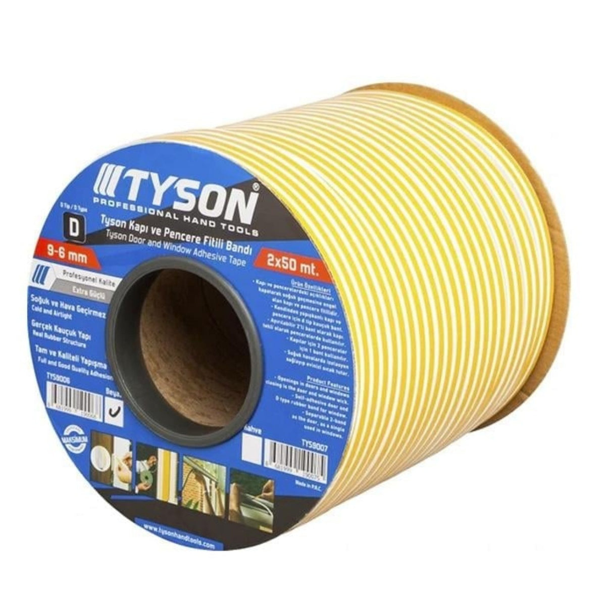 TYSON KAUÇUKLU KAPI PENCERE BANDI 2X50 MT BEYAZ