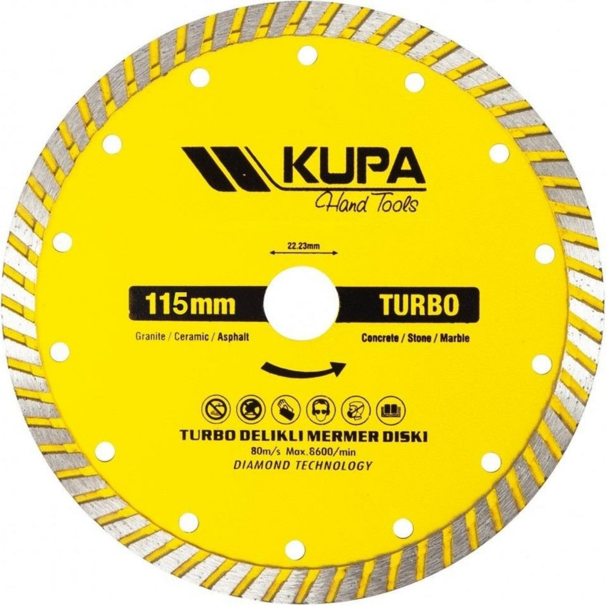 KUPA KUP7010 Turbo Elmas Testere 115 mm | Seramik Beton Kesim