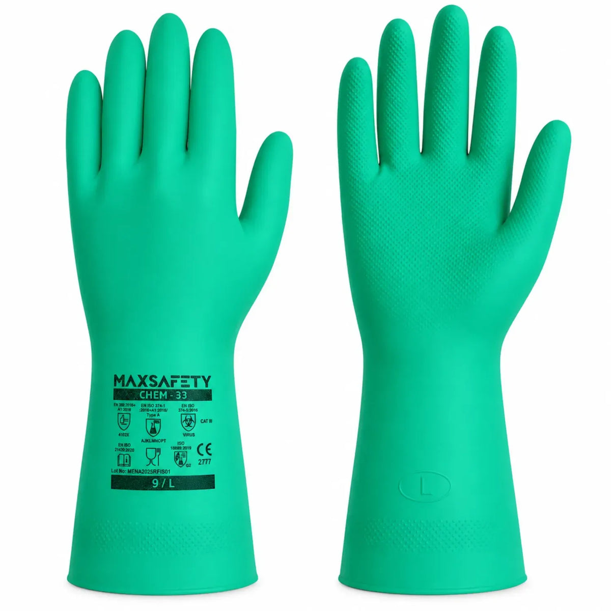 MAX SAFETY YEŞİL ASİT ELDİVENİ NO:9 33 CM CHEM-33