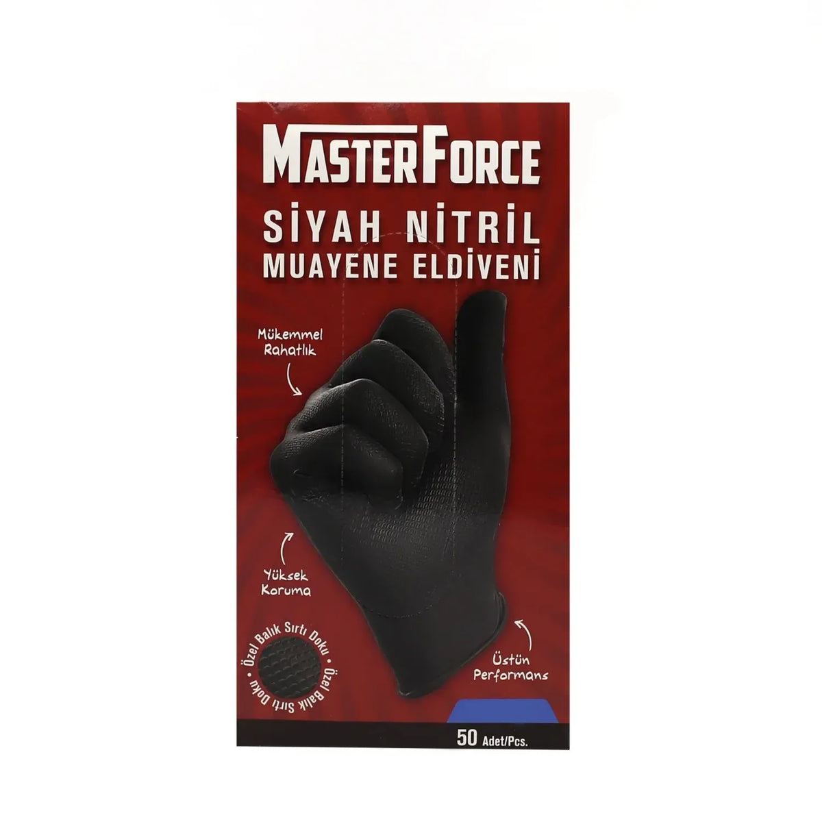 MASTER FORCE SİYAH NİTRİL MUAYENE ELDİVENİ XL