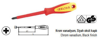 İZELTAŞ 1000V İzoleli Elektrikçi Yıldız Uçlu Tornavida 4,5x80 mm Ph1 | Yalıtımlı El Aleti
