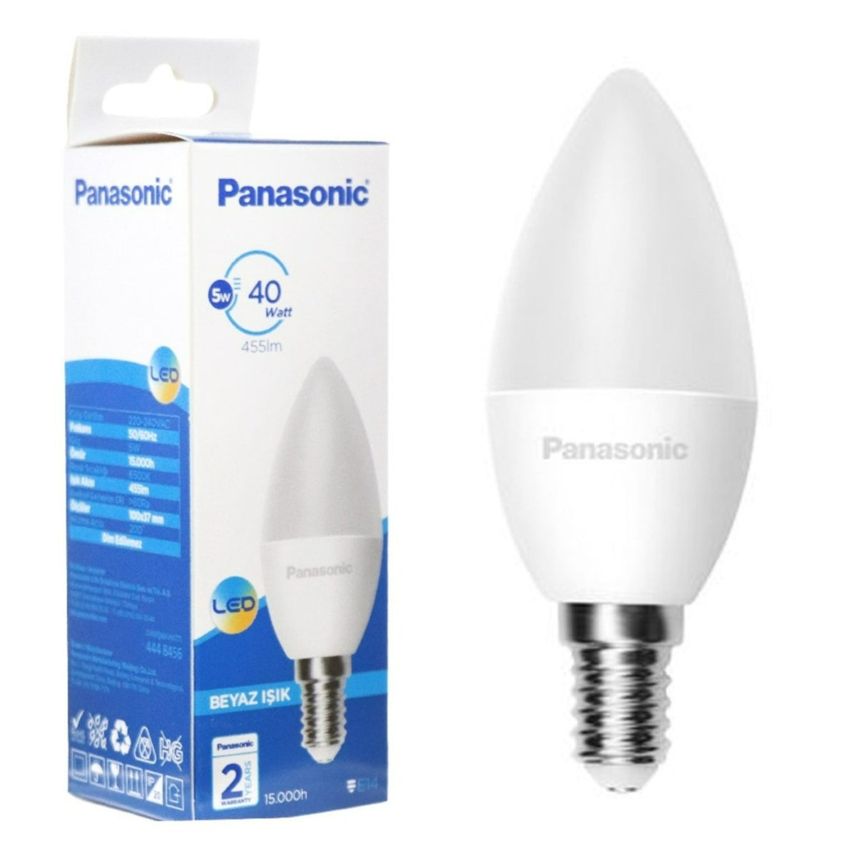 PANASONİC E14 LED LAMBA 5W BEYAZ 455LM 6500K