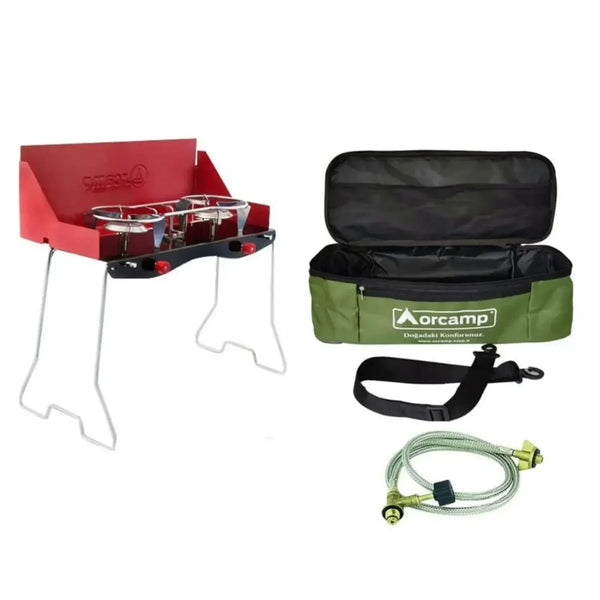 ORCAMP Katlanabilir İkili Kamp Ocağı (Çantalı) K629 – Güçlü, Taşınabilir ve Pratik