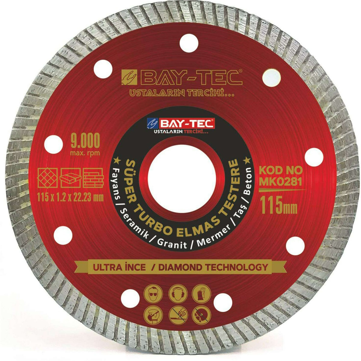 BAYTEC Elmas Testere 115 mm İnce | Turbo Kesme Diski