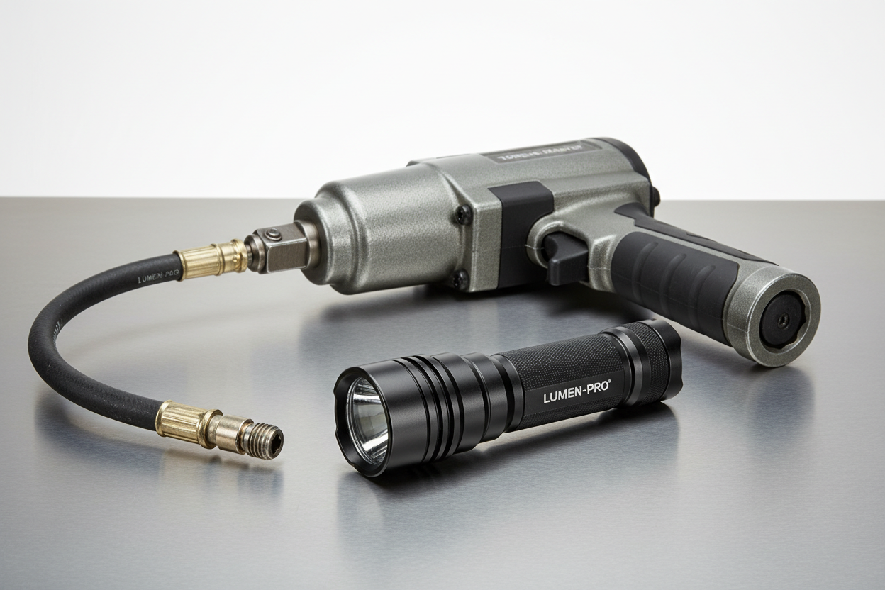 yine hırdavat el feneri ve havalı somun sıkma tabancası görseli